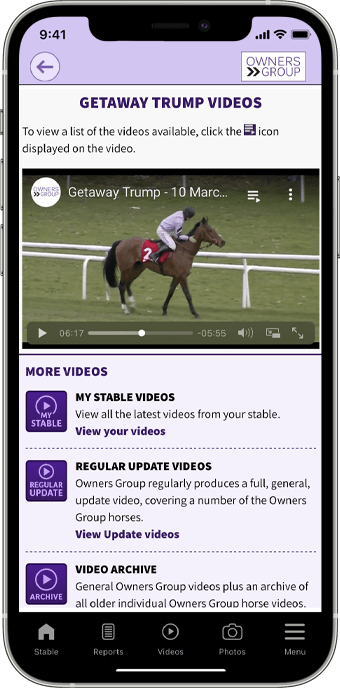 Screenshot of the app showing the video page