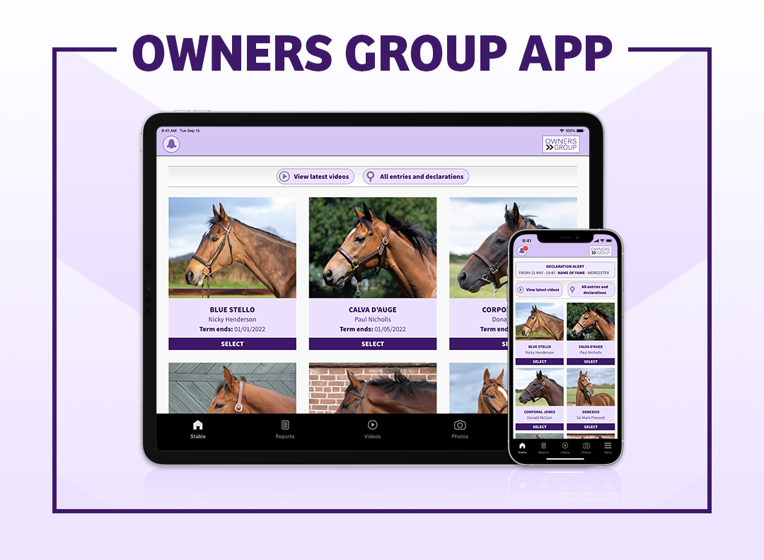 Owners Group App show on a tablet and a phone