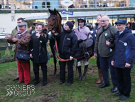 Sabrina at Ascot with owners and jockey Harry Cobden - 15 February 2020