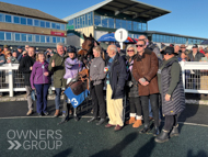 Sabrina with Paul Nicholls, jockey Freddie Gingell and Owners after winning at Exeter - 20 November 2022