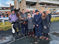 Stage Star with jockey Harry Cobden and Owners after winning at Warwick - 1 November 2022