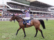 Stage Star and Harry Cobden celebrating after winning at the Cheltenham Festival - 16 March 2023