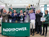 Harry Cobden, Paul Nicholls and owners after Stage Star's win at Cheltenham - 18 November 2023