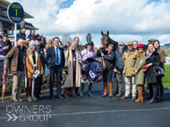 Manorbank with jockey Joe Anderson and Owners after winning at Chepstow - 10 April 2023