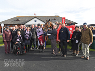Fable with jockey Nico de Boinville and Owners after winning at Bangor - 10 February 2023