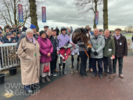 Makin'yourmindup with jockey Lorcan Williams and Owners after winning at Haydock -18 February 2023