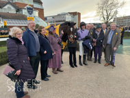 Makin'yourmindup and Harry Cobden with owners  at Newbury - 10 February 2024