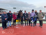 Killaloan with jockey Harry Cobden and Owners after winning at Taunton - 21 February 2023