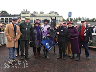Ile de Jersey with jockey Nico de Boinville and Owners after winning at Ludlow - 9 February 2022