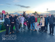 Maximilian with jockey Brian Hughes and Owners after winning at Bangor - 9 November 2022