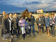 Yeoman with jockey Rowan Scott and Owners after winning at Wolverhampton - 25 April 2023